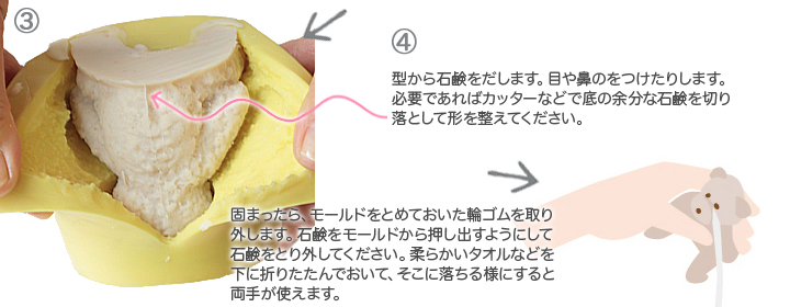 手作り石鹸型の3d立体モールドの使い方の説明 オレンジフラワー